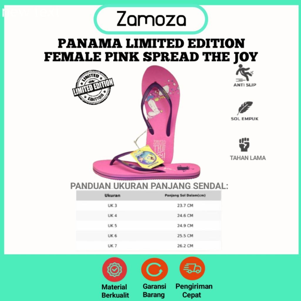 Sendal Panama Wanita Limited Edition Pink List Ungu