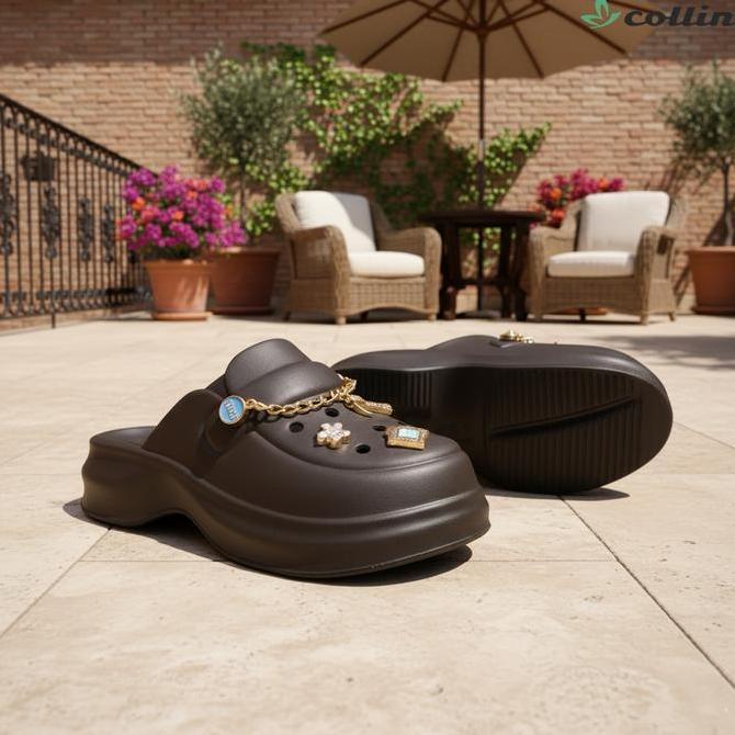 Enjy- Collin Sendal Fuji Eva Rubber Model Bapau Anak Wedges 5Cm B7906-1 K&T Kaki Karet Sandal Fashio