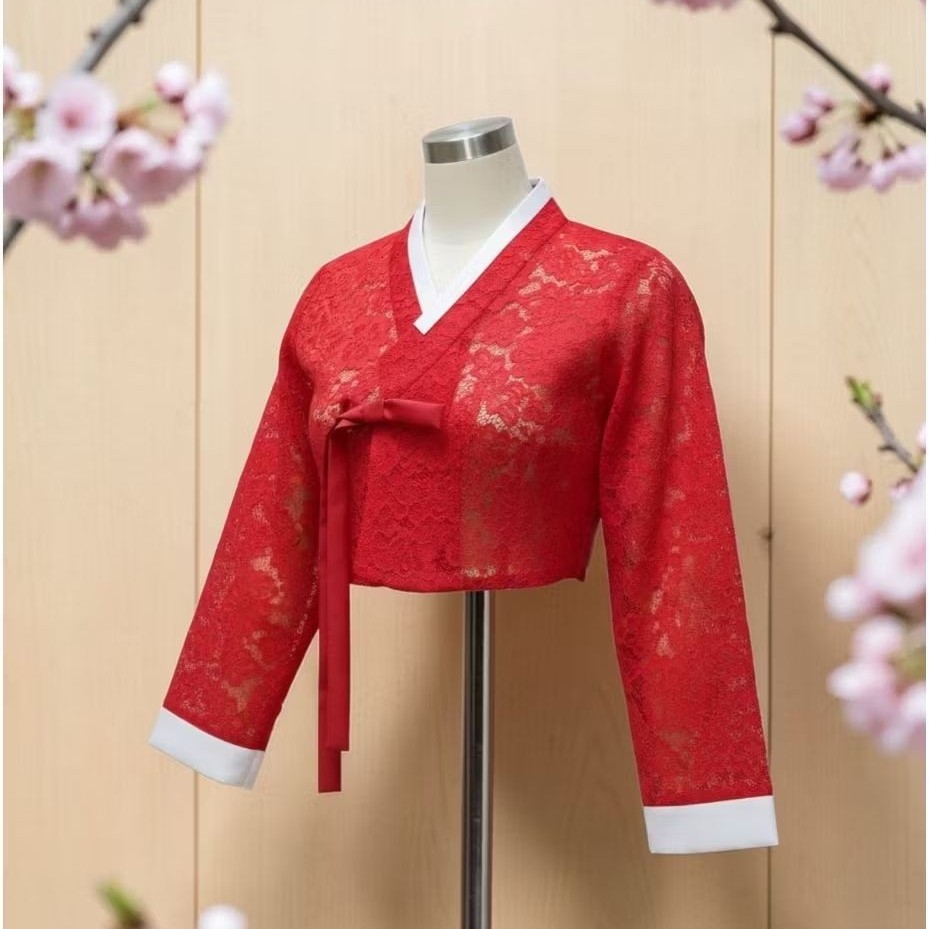 JEOGORI HANBOK BRUKAT MERAH DELIMA