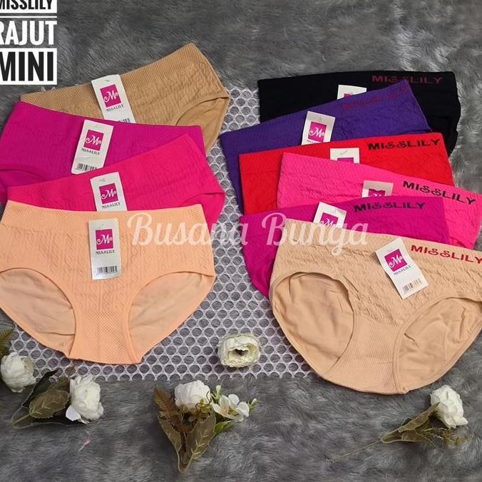 Febon- Misslily (3Pc, 6Pc, 1Pc) Cd/Celana Dalam Nita Desa Misslily Rajut Mini Corak Random