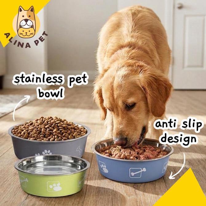 Tempat Makan Anjing Kucing STAINLESS ANTI SLIP Mangkuk Makan Pet Bowl Stainless Mangkuk Makan Kucing