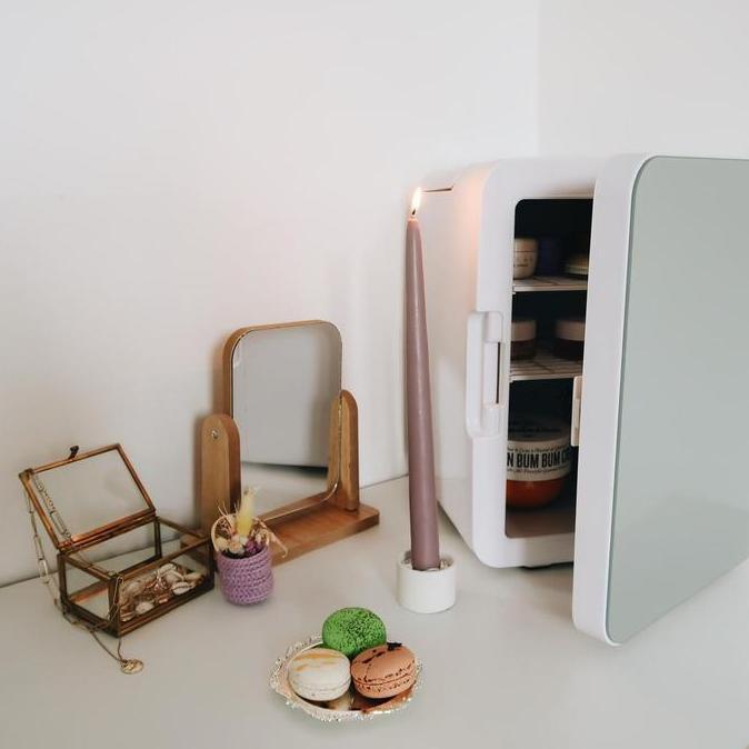 [Minifridge] 10L Minifridge Mirror Square - Kulkas Kecil Mini Skincare Fridge Portable Make Up Makan