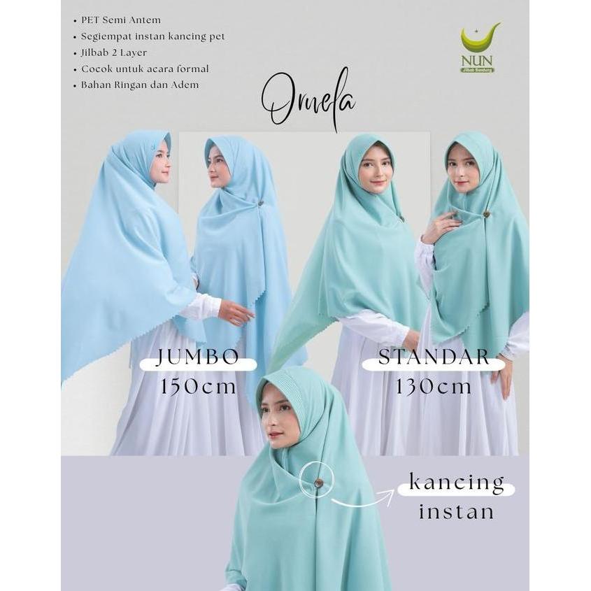 Scarf- Nun Jilbab Ornela / Segiempat Instan Dengan Pet / Jilbab Segiempat Instan Kancing / Jilbab 2 