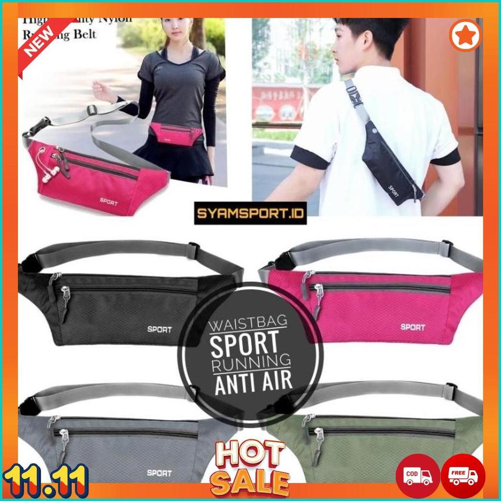 Tas Pinggang Olahraga ANTI AIR Waterproof Simpel  / Tas Running Sport / Waistbag Sport / Tas Olahrag