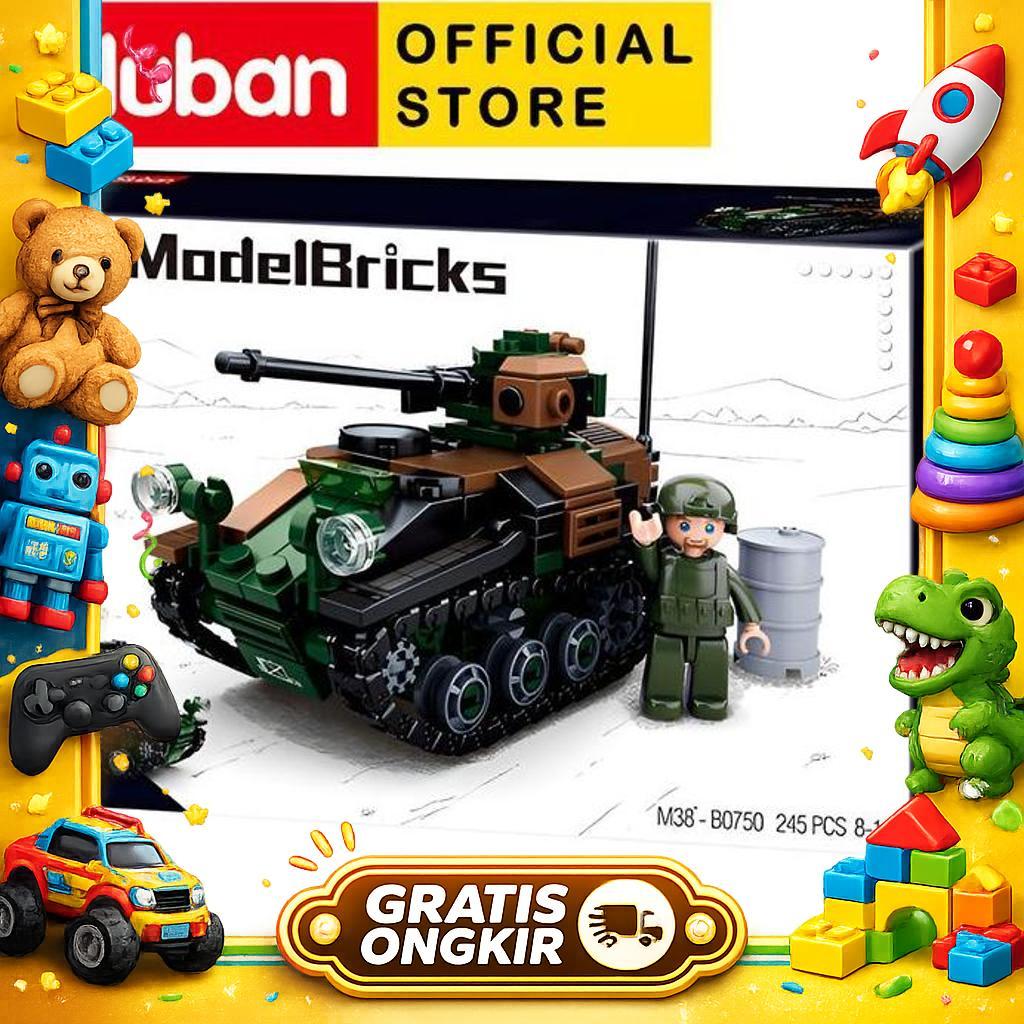 Mainan Brick Sluban Tank Wiesel Armoured Weapons Carrier B0750
