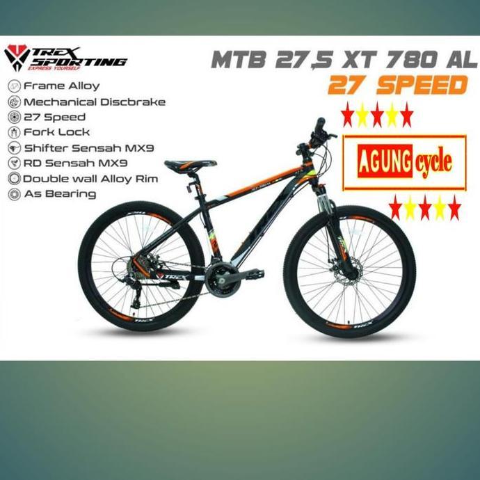 Promo SEPEDA GUNUNG MTB 27,5 '' TREX XT 780 ALLOY 27 SP HYDRAULIC GRAB/GOJEK Diskon