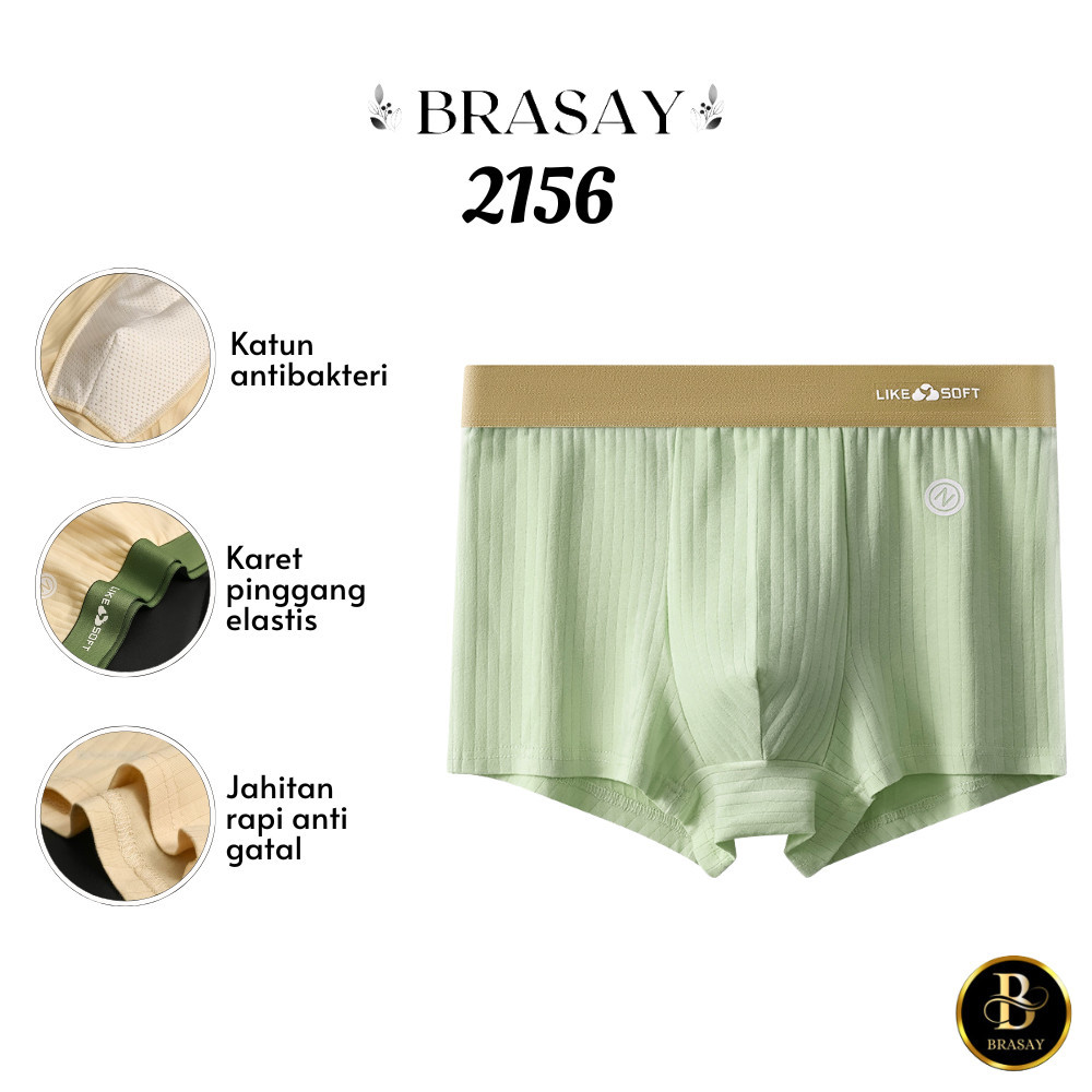 Brasay Celana Dalam Boxer Pria Like Ice Silk + Soft Cotton AntiBacteria Men Underwear CD 2156