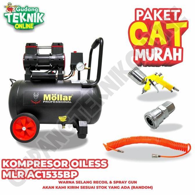 OVIROWA Kompresor Angin 35L MLR-AC1535BPR MOLLAR 1HP BLACK PANTHER OILESS / Air Compressor Udara Tan