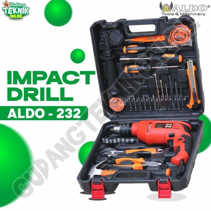 KAULANO Mesin Bor 13mm ALDO 232 Set 32 Pcs / Mesin Bor Beton ALDO 232 13 mm Mesin Bor Set Hammer Imp