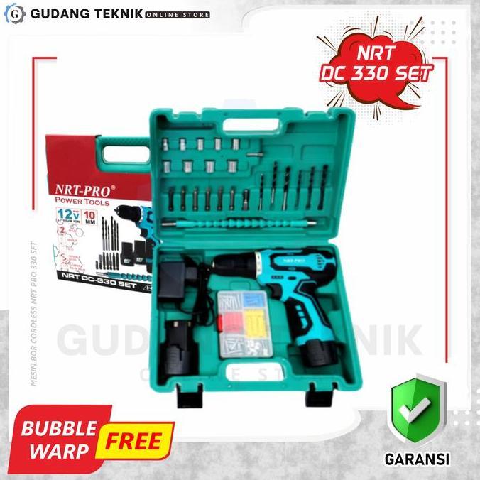 OVIROWA Cordless NRT PRO DC 330 SET 12V Mesin Bor Obeng Baterai NRT 12 V