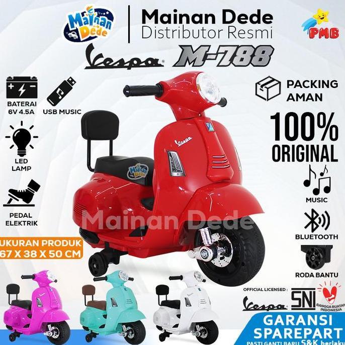 Mainan Motor Aki Anak Pmb 788 M788 M-788 / Pmb 399 Box Vespa Lisensi