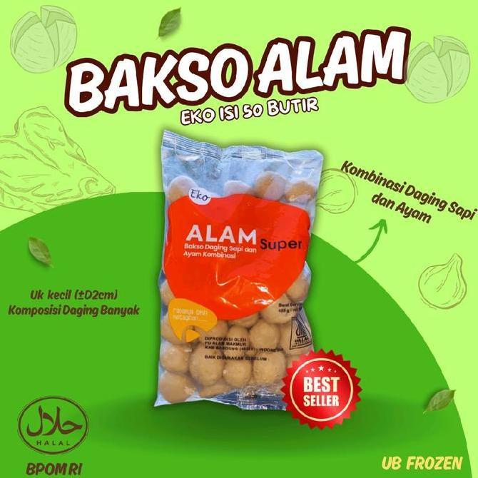 Foolix- Bakso Alam Super Eko Isi 50 Butir Bakso Frozen Food Daging Sapi & Ayam Halal Ukuran Kecil Cm