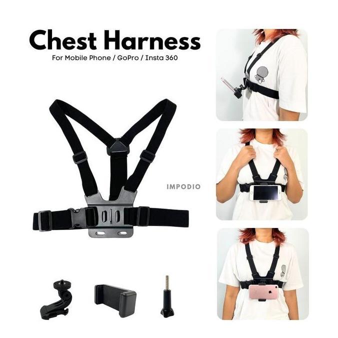 IMPODIO CHEST HARNESS STRAP BODY BELT UNTUK HP DAN GOPRO CAMERA - STRAP TALI DADA UNTUK VLOG YOUTUBE