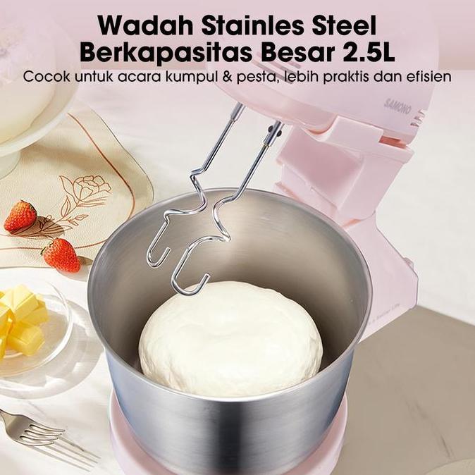 Kit- Grebek Gudang Suanvinzliesamono Mixer Roti Stand Mixer & Hand Mixer 2In1 Daya 200W, 7 Kecepatan