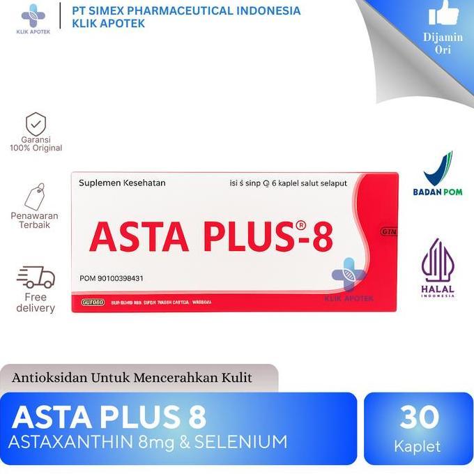 Fastgo- Asta Plus | Astaxanthin 4 & 8 Mg - 1 Box Isi 5Strip @ 6Kapsul | Astaxanthin 4Mg  | Membantu 