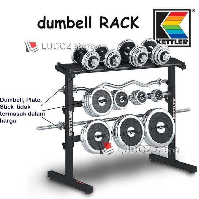 NEW KETTLER Rak Dumbell Barbell RACK tempat Plat Stik Plate Stick beban