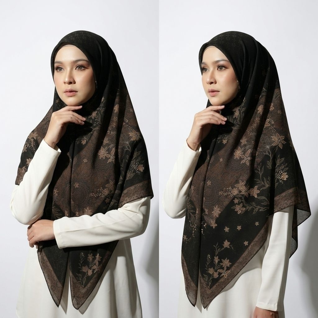 Shof4 Fashion-Hijab Kerudung Segi Empat Voal Motif Series Amira Syar'i