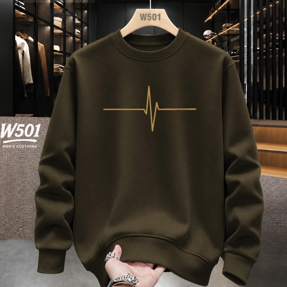 ORIGINAL W501 - SWEATER CREWNECK DISTRO DETAK JANTUNG GOLD BAHAN TEBAL 280 GSM JAKET PRIA & WANITA
