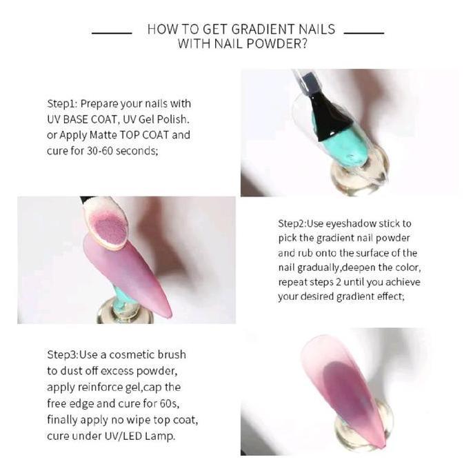 MOCMAKI 16 COLOR NAIL POWDER Gradasi Ombre Nail Art Kuku Shadow LM