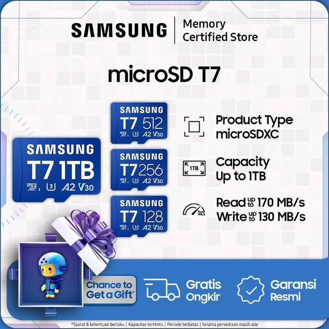 Samsung microSD T7 UHS-I - microSDXC - 128GB / 256GB / 512GB / 1TB //