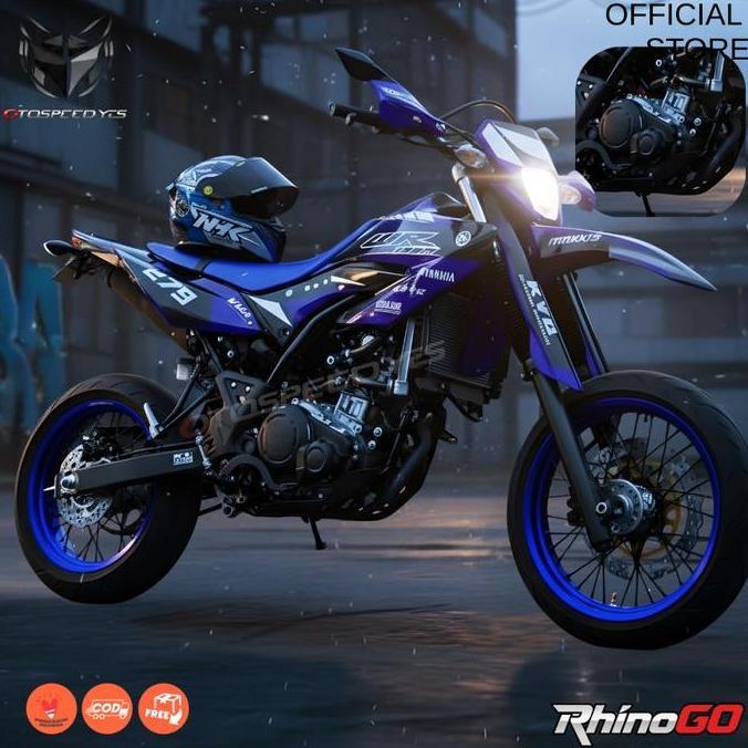 * Protector Wr155 L/R Cover Egine Wr155 Tutup Lumpur Hitam Biru Motif Sanblast Carbon Plastik Pp Cop