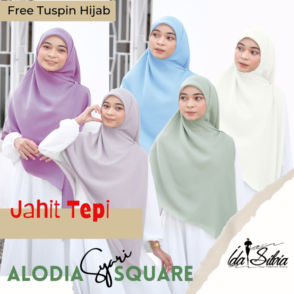 (Jahit Tepi) Jilbab Segiempat SYAR'I Jumbo Kerudung Segi Empat Syari Hijab square Premium / Sage Gre