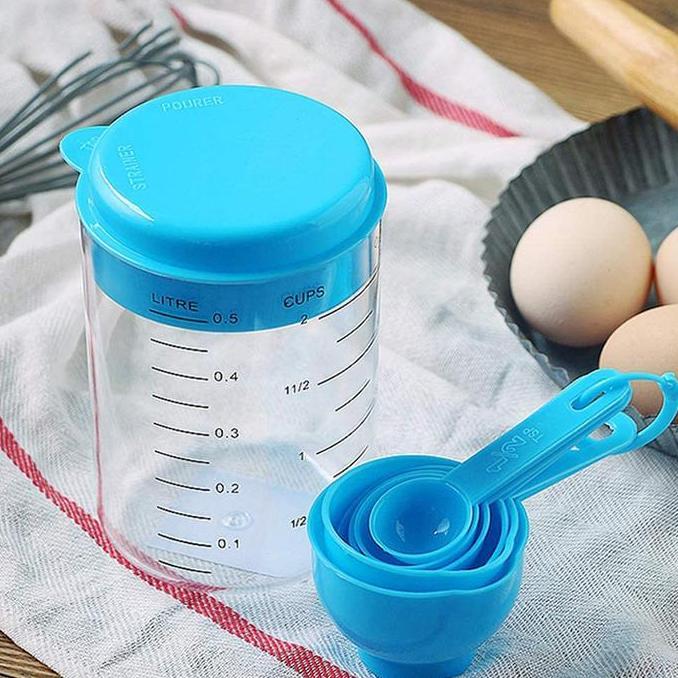 Wosh- Sendok Takar Plastik Set Gelas Takar Rna Pink Dan Biru
