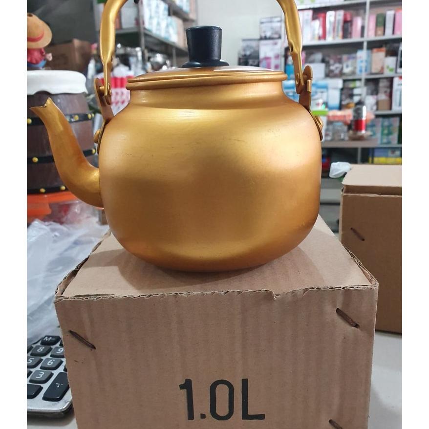 Teko Arab 1 Liter / Teko Kuning Jadul / Teko Arab / Teko Air Zam Zam / Teko Emas Kuning 1L / Teko Al