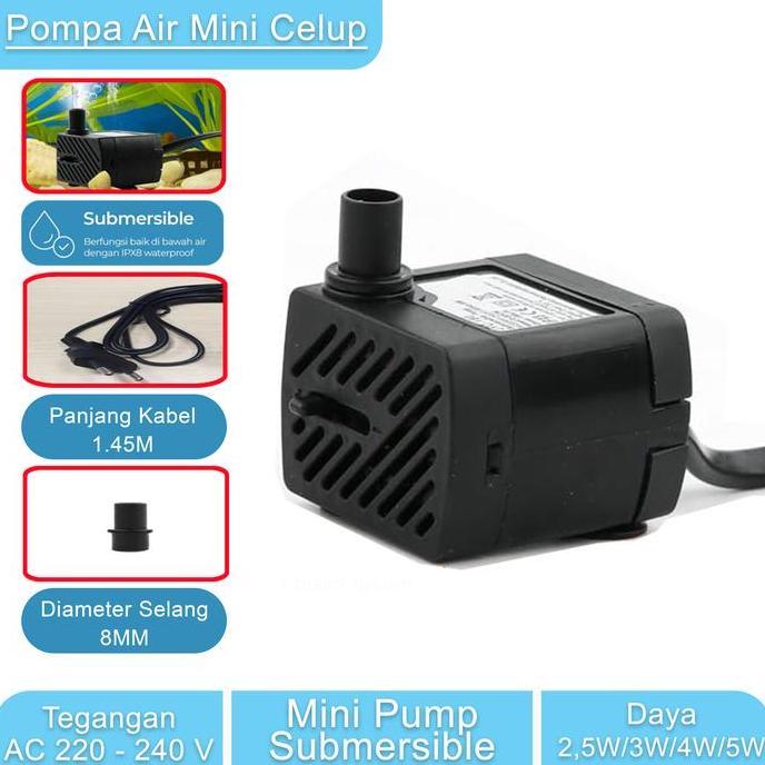 POMPA AIR CELUP AQUARIUM SUBMERSIBLE MINI PUMP FISH TANK AC 220-240V