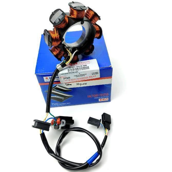 SUZUKI SPUL STATOR ASSY SKYWAVE 125 ORIGINAL SGP 32101-13H10-000 UNTUK MOTOR SUZUKI SKYWAVE 125