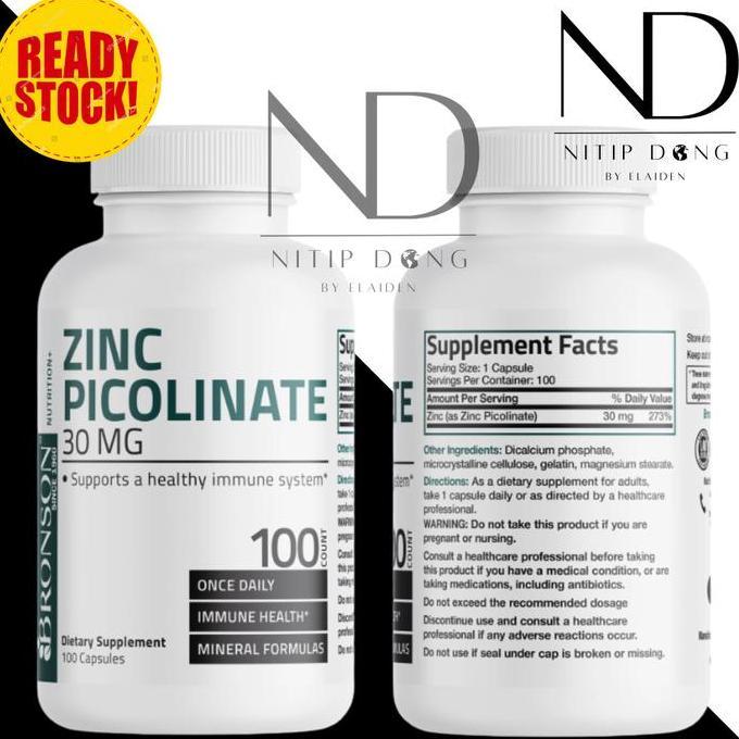 Bronson Zinc Picolinate 30Mg - 100 Capsules