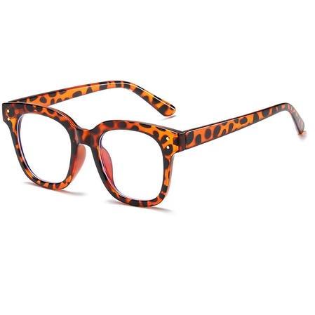 Eksklusif Kacamata Frame Kotak  Leopard Retro Unisex