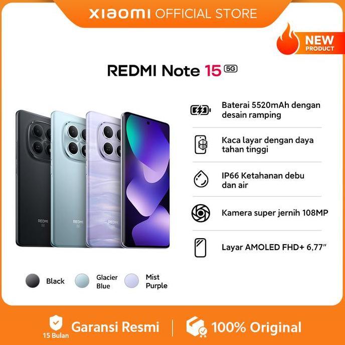 CIFAREGER_STORE - XIAOMI REDMI NOTE 15 5G (6/128 GB) | BATERAI 5520MAH [XIAOMI OFFICIAL STORE]