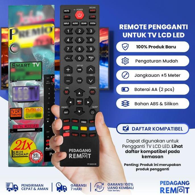 Remot Remote Tv Tabung Lcd Led Multi Universal Joker Premio (Mito, Coocaa, Changhong, Lg, Sharp)