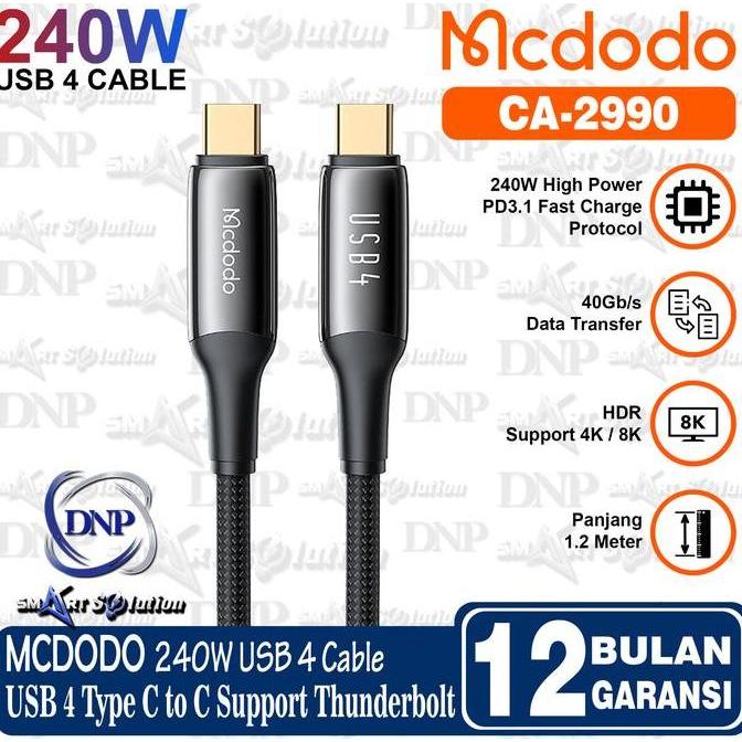 MCDODO CA2990 Kabel USB 4 Type C to Type C Thunderbolt 40Gbps 8K Fast 240W