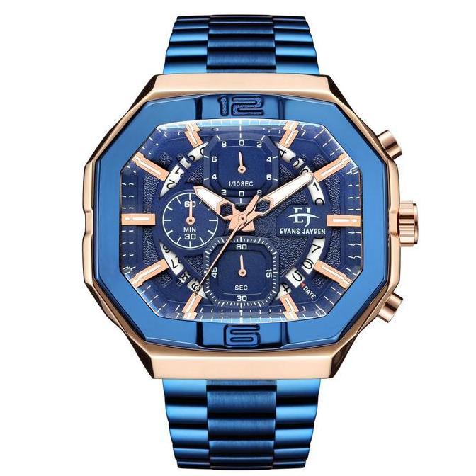 Bw- Evans Jayden Jam Tangan Pria Ej 9464 Rantai Stainless Steel Chronograph Kaca Sapphire Ter Resist