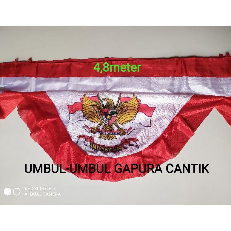 Bendera Gapura - Bendera Background Merah Putih -Bendera Backdrop - Bendera Rumbai  Lingkaran Garuda