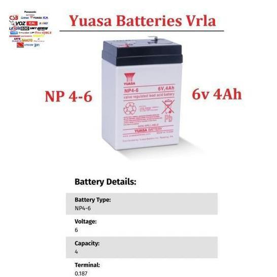 Baterai Aki Kering Yuasa Np4.5-6 ( 6v 4,5Ah ) Aki kering Yuasa 6v 4,5A Batere Yuasa NP4-6 6v 4Ah