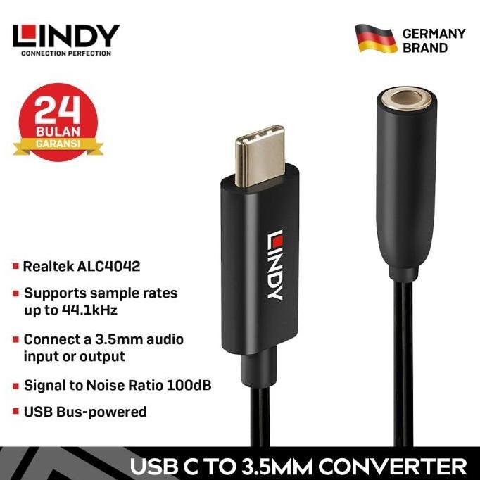 Promo LINDY USB Type C to Aux 3.5mm HIFI DAC Active Audio Converter Diskon