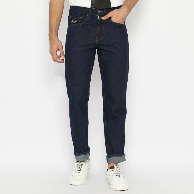 Raj- Papperdine 307 Rinse Loose Fit Selvedge Celana Panjang Jeans Pria