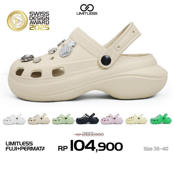 Limitless Sandal Selop Hak Tinggi Free Permata Sandal Slop Fuji Wanita Style Fashionable Trendy