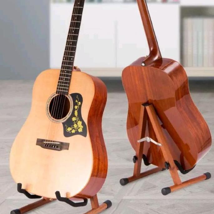Astore_Shop - Stand Gitar Universal Kayu Solid Foldable Bisa Di Lipat Dudukan Gitar Akustik Elektrik