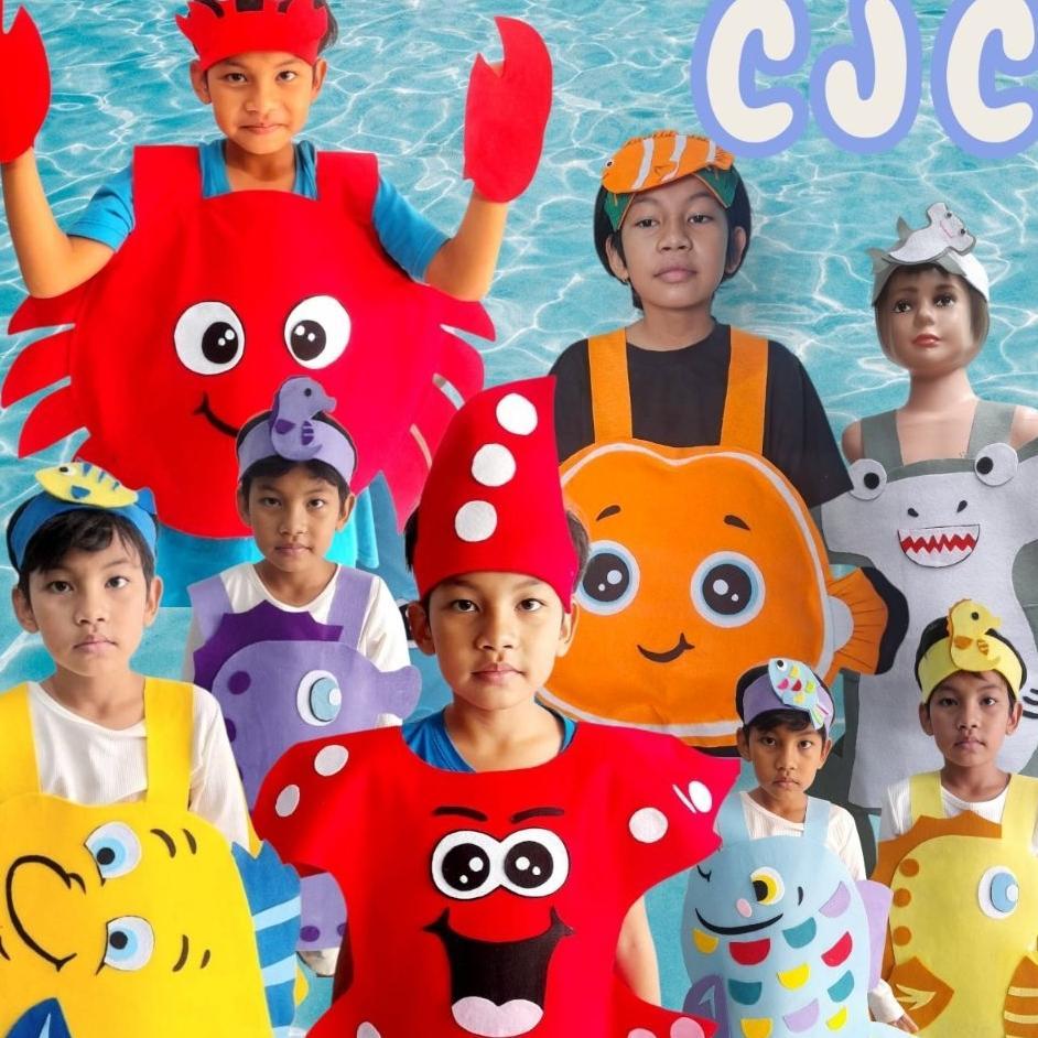 Kostum Karakter Hewan Laut Flanel Anak Dewasa