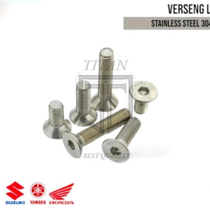 (5PCS) BAUT VERSENG L M3 X 35 BAUT COUNTERSUNK DRAT 3MM / BAUT FLAT M3 / BAUT JF L SS304 ANTI KARAT 