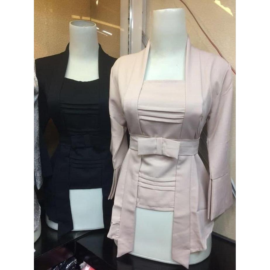 DS382 - Atasan Kebaya Modern Kutubaru Hitam Dan Ivory