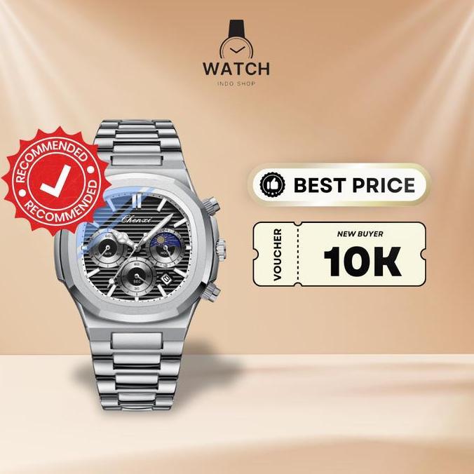 [COD] CX 922 Jam Tangan Pria Baterai Kalender Chronograph Moon Phase Quartz Luminous Anti Air Watche