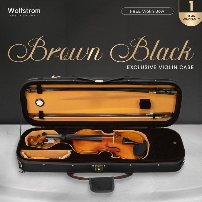 Wolfstrom Exclusive Biola Case Brown Black - Tas Biola Violin 4/4