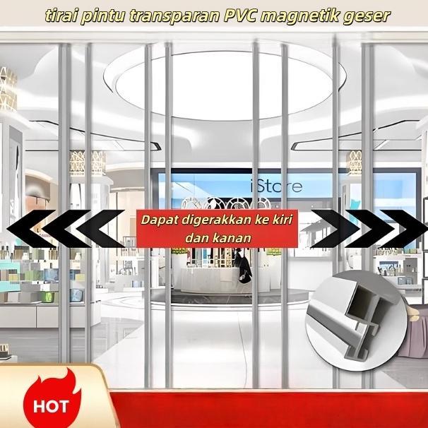 VCology -Tirai pintu magnetik dengan rel geser penahan angin dan menjaga hangat saat musim dingin, t
