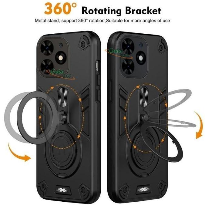 Case Magnetic Untuk REALME NOTE 70 Ring Pro Camera Carbon Fiber Rotasi 360