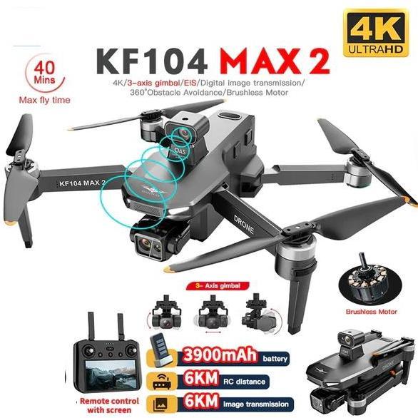 Kf104 Max 2 6Km Drone Gps 3-Axis Gimbal 4K Camera With Screen Display Remote / Drone Kf100 Max